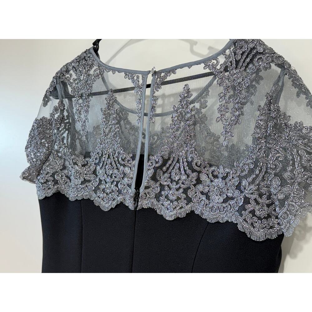 Elegant Black & Silver Lace Gown,Mother of the Bride | Full Formal Dress Size 14 - Picture 3 of 9